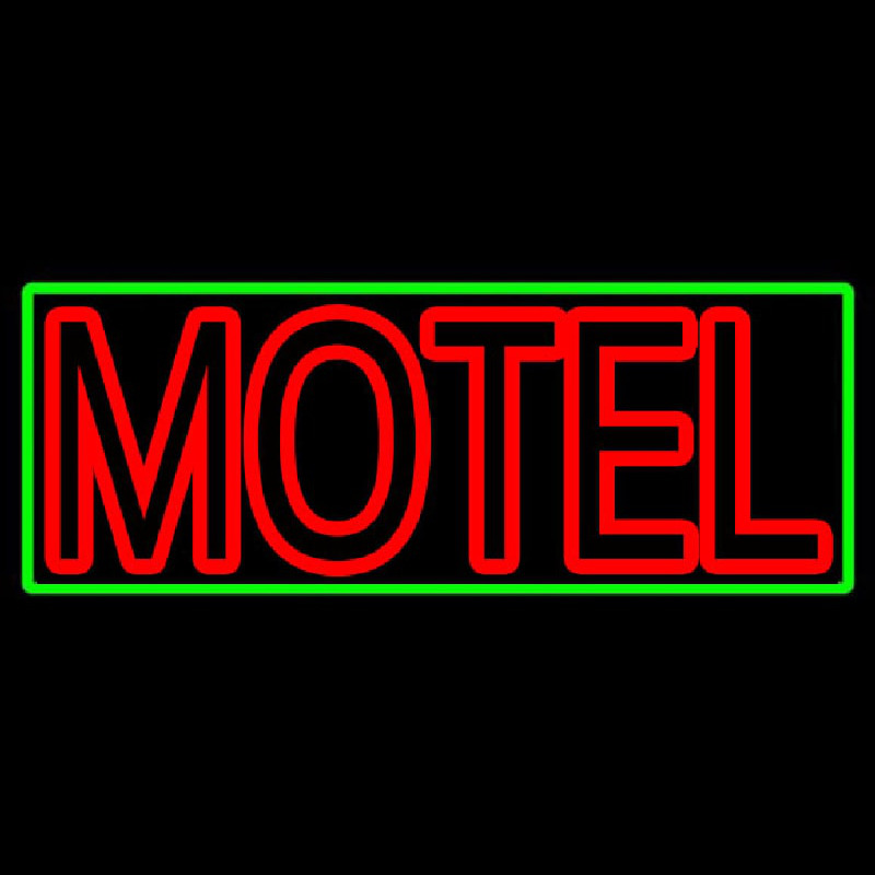 Motel With Green Border Neon Sign