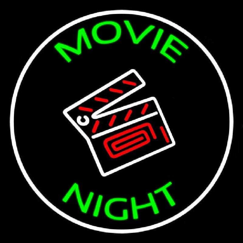 Movie Night With Border Neon Sign