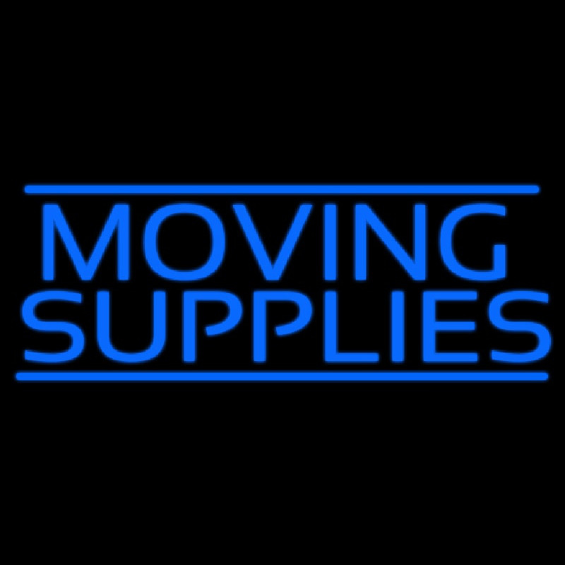 Moving Supplies Blue Double Lines Neon Sign