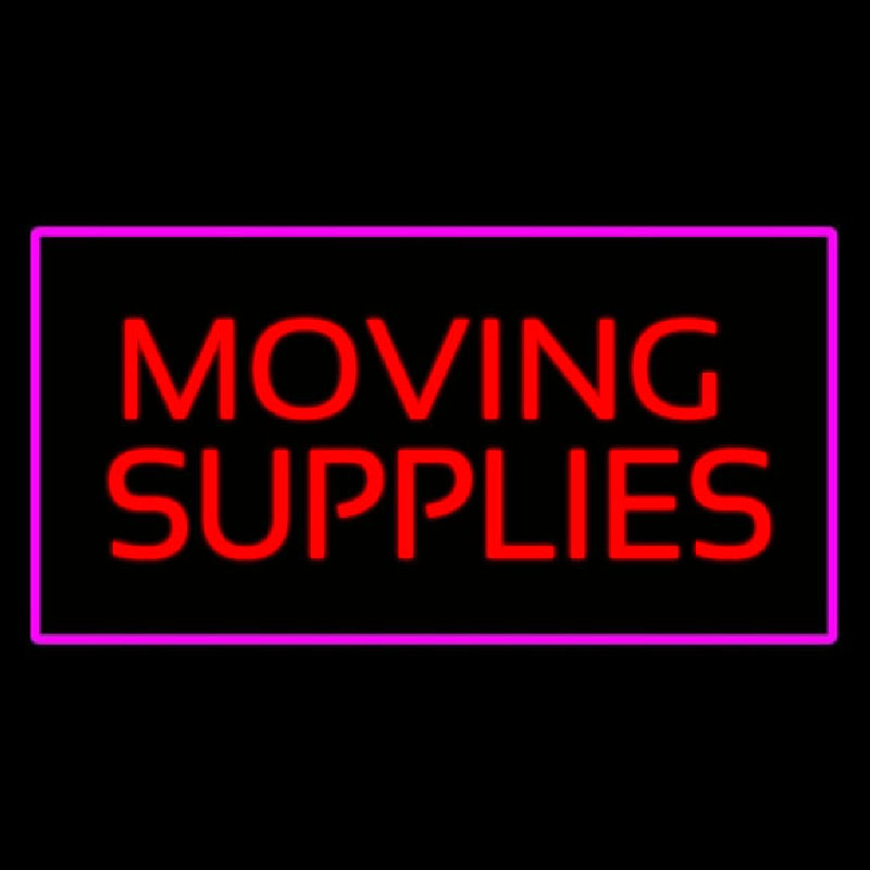 Moving Supplies Rectangle Purple Neon Sign