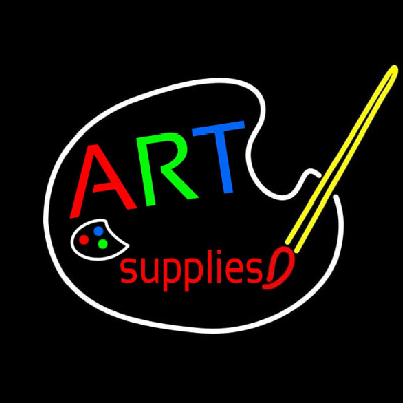 Multi Color Art Supplies With Brush 1 Neon Sign