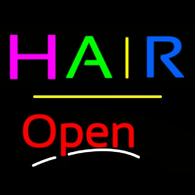 Multi Colored Hair Open Yellow Line Neon Sign