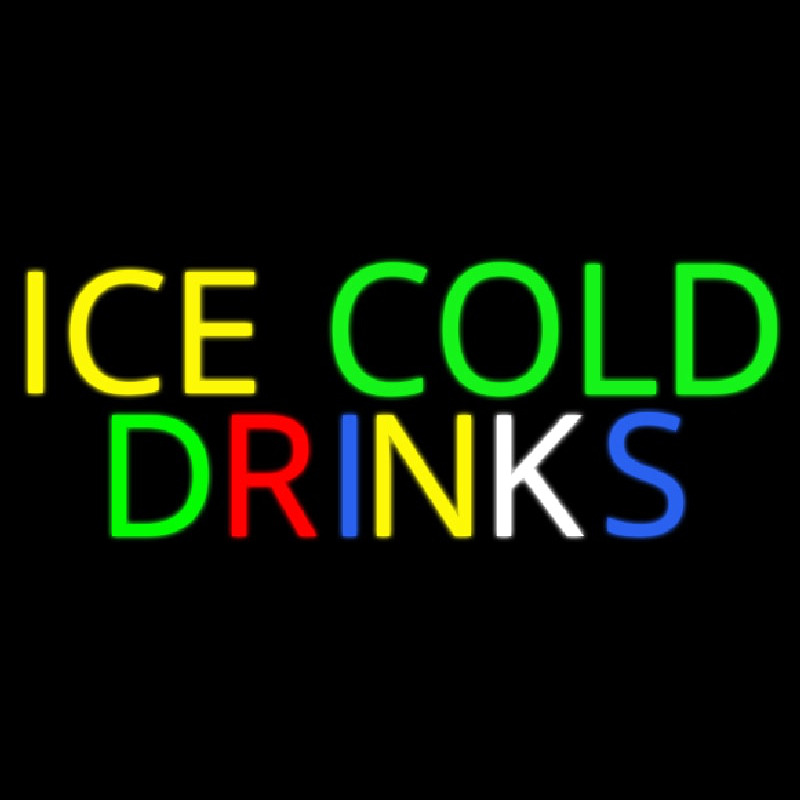 Multi Colored Ice Cold Drinks Neon Sign