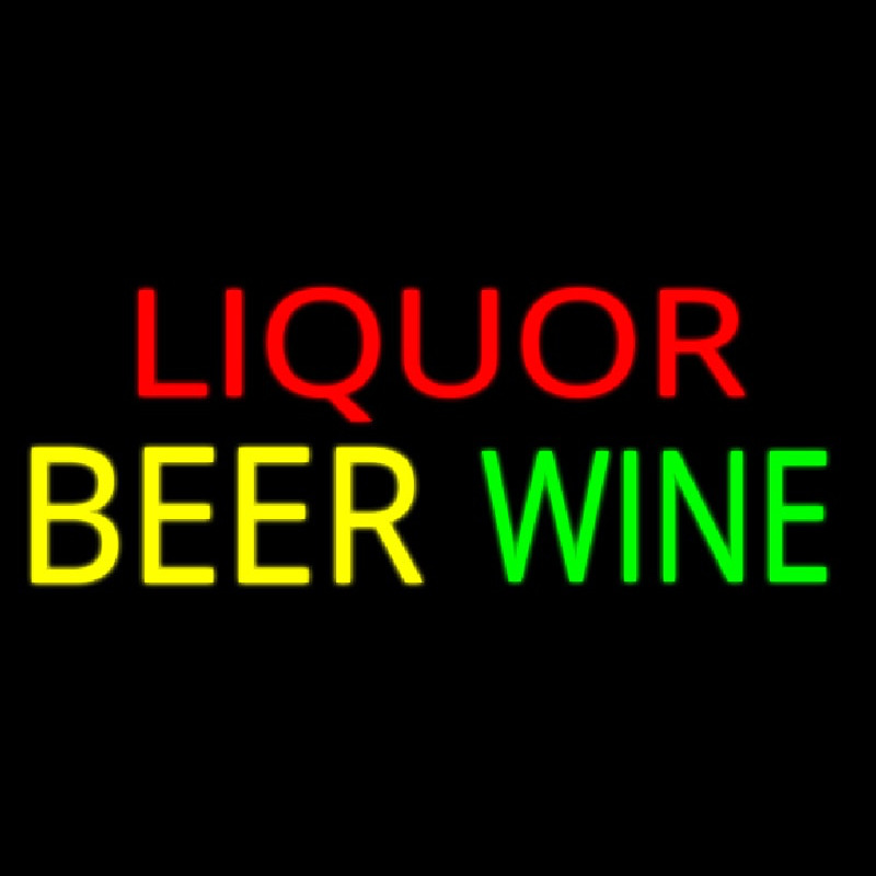 Multi Colored Liquor Beer Wine Neon Sign