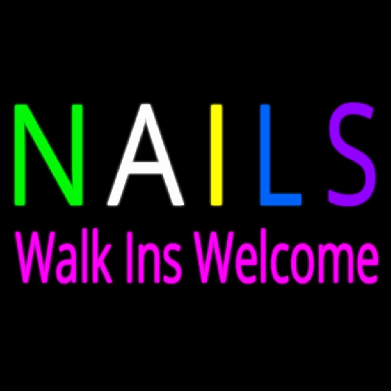 Multi Colored Nails Walk Ins Welcome Neon Sign