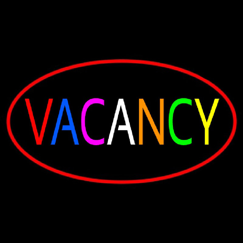 Multi Colored Vacancy With Red Border Neon Sign