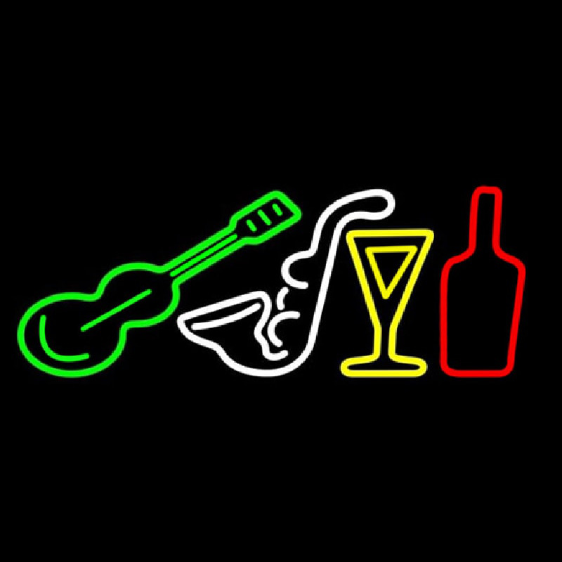 Music Instrument Glass And Bottle 1 Neon Sign