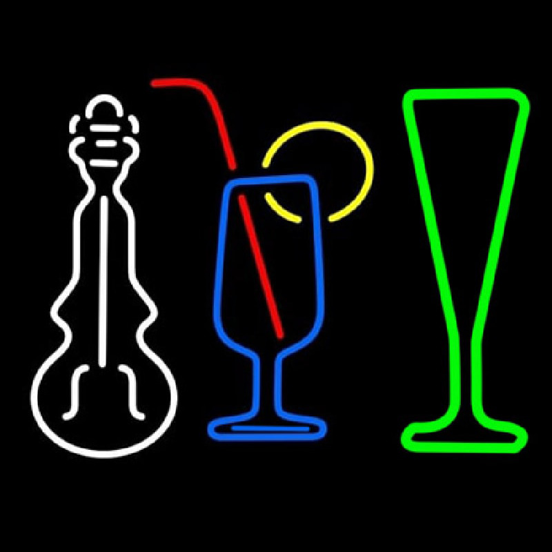 Music Instrument Glass And Bottle Neon Sign