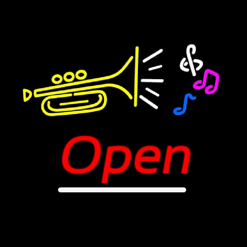 Music Logo Open Neon Sign