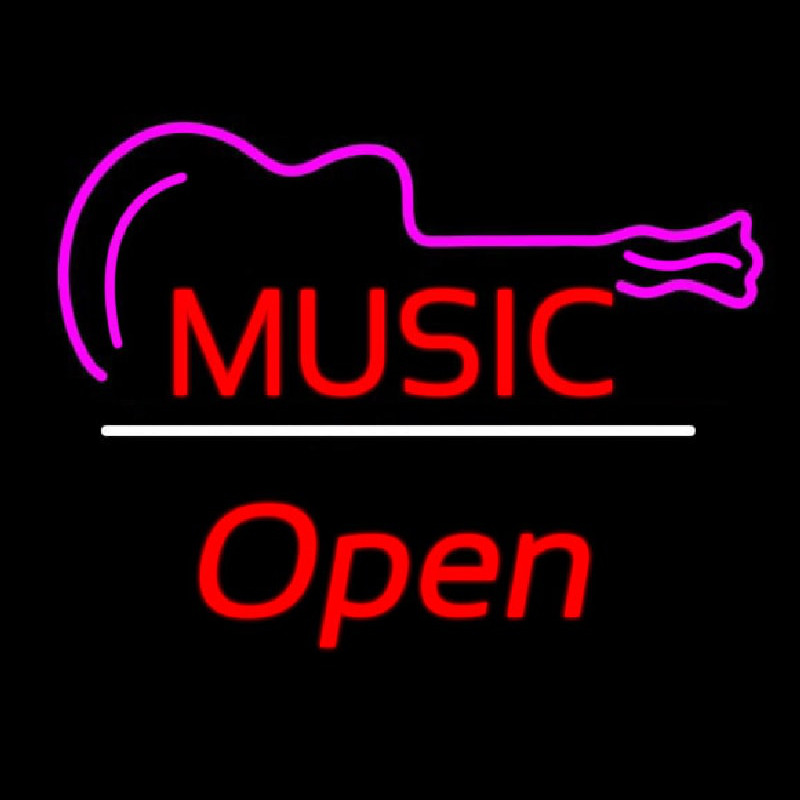 Music Logo Open White Line Neon Sign