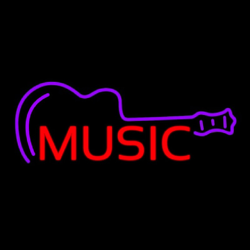 Music With Guitar Neon Sign