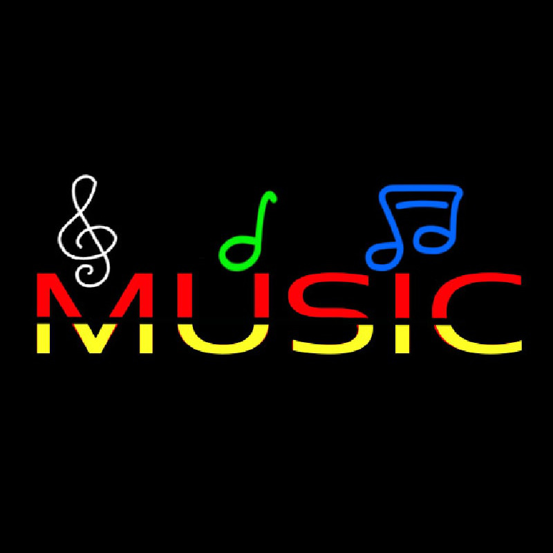 Music With Notes Neon Sign