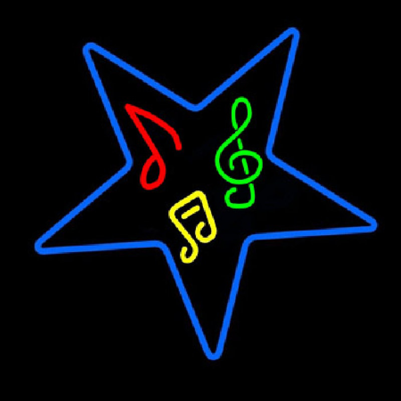 Musical Notes In Star Neon Sign