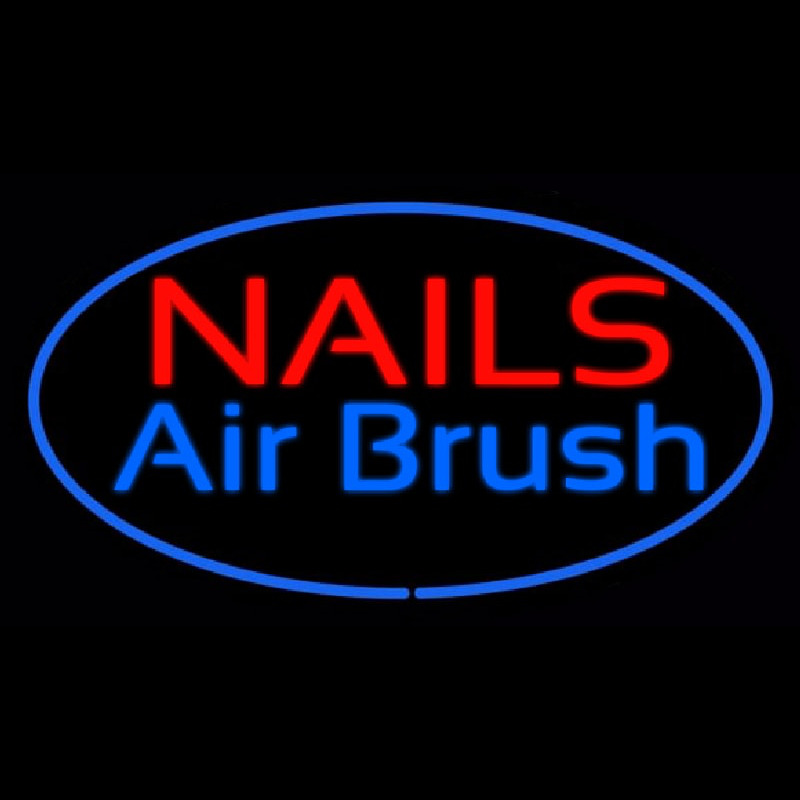 Nails Airbrush Oval Blue Neon Sign