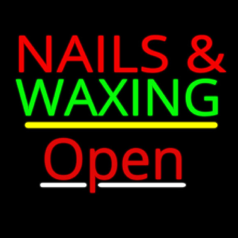 Nails And Wa ing Open Yellow Line Neon Sign