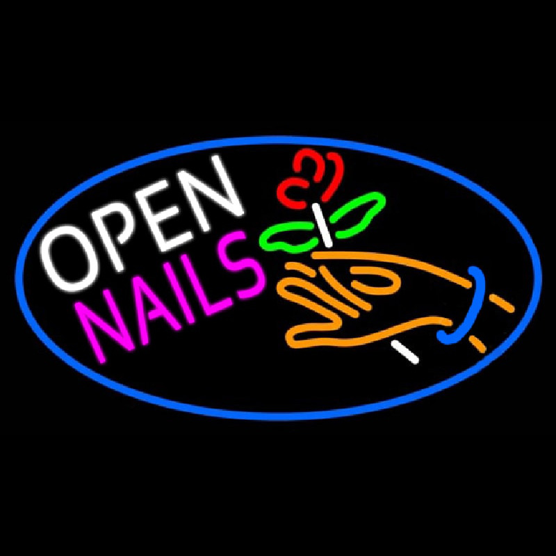 Nails Open Logo Neon Sign