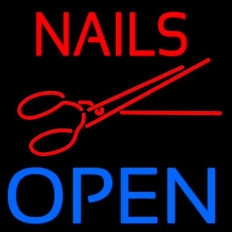 Nails Open With Scissors Neon Sign