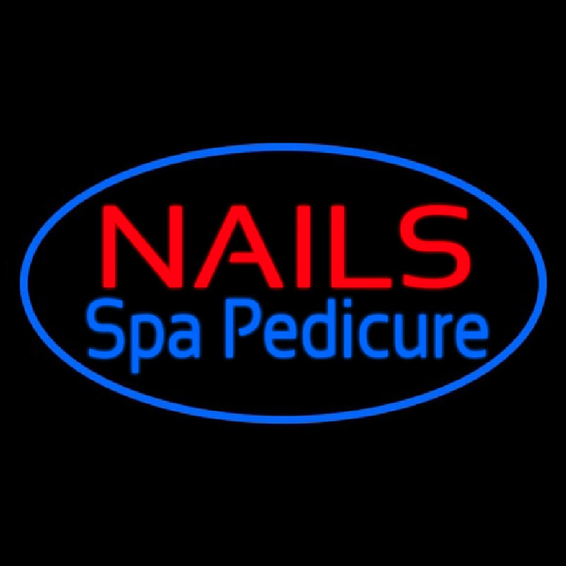 Nails Spa Pedicure Oval Blue Neon Sign