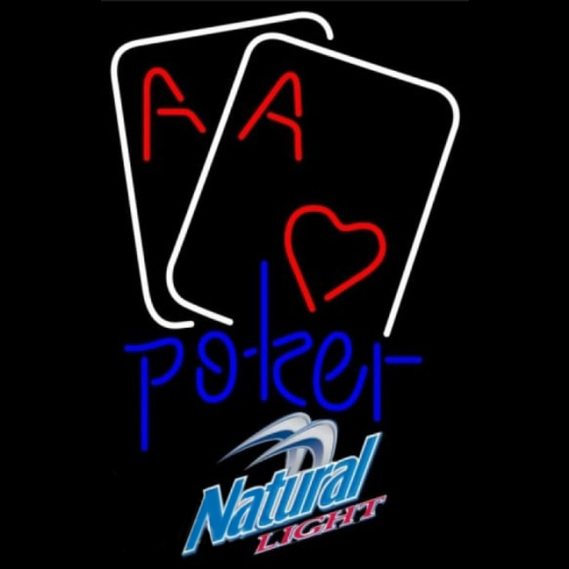 Natural Light Purple Lettering Red Heart White Cards Poker Beer Sign Neon Sign