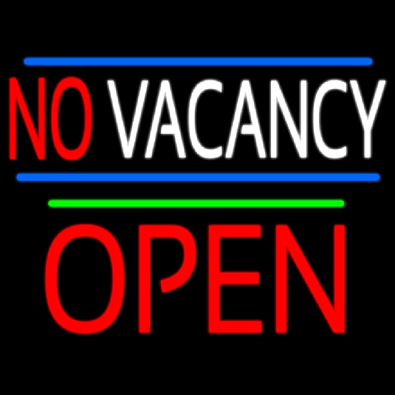 No Vacancy Block Red Open Green Line Neon Sign