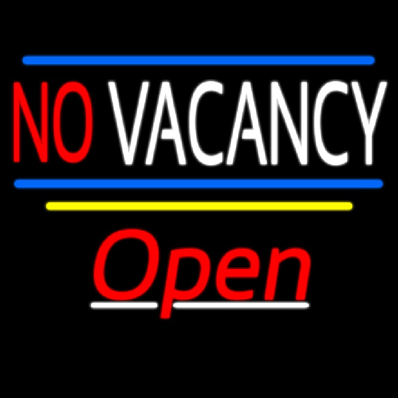 No Vacancy Open Yellow Line Neon Sign