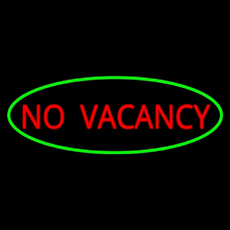 No Vacancy Oval Green Border Neon Sign