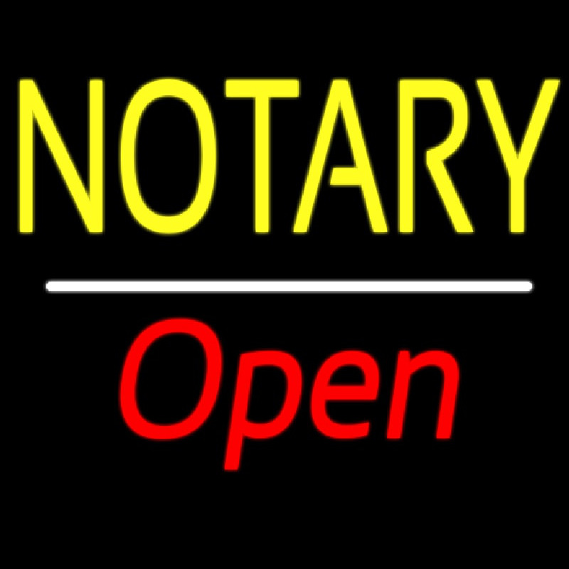 Notary Open White Line Neon Sign