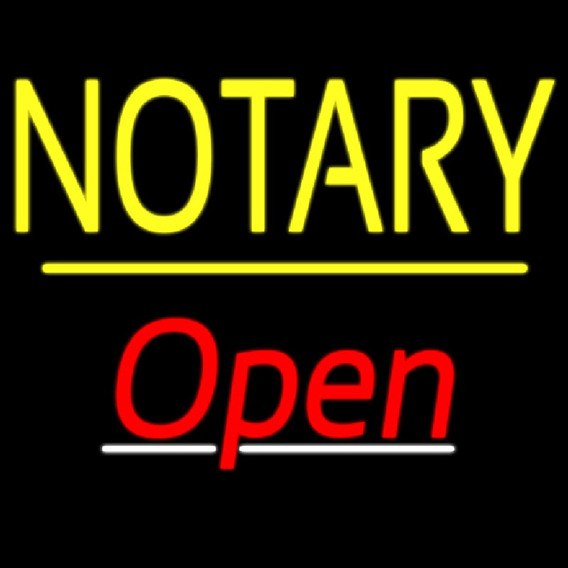 Notary Open Yellow Line Neon Sign