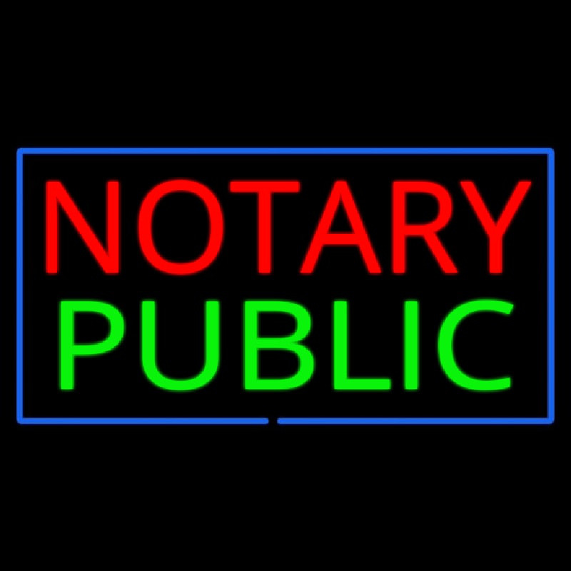 Notary Public Blue Border Neon Sign