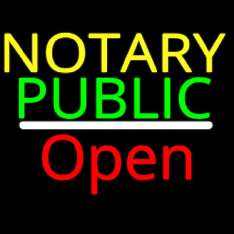 Notary Public Open White Line Neon Sign