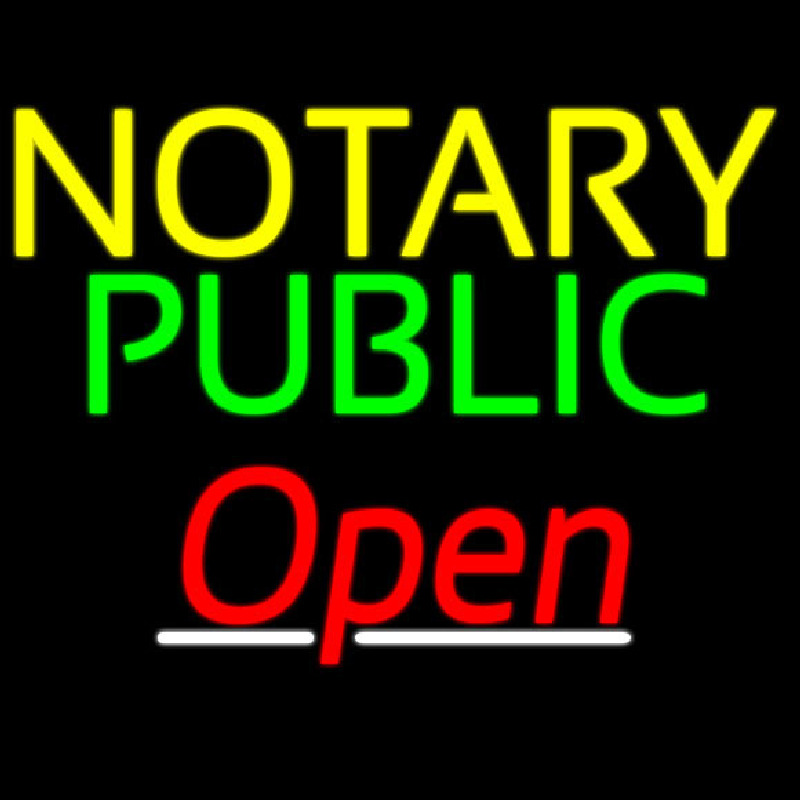 Notary Public Red Open Neon Sign