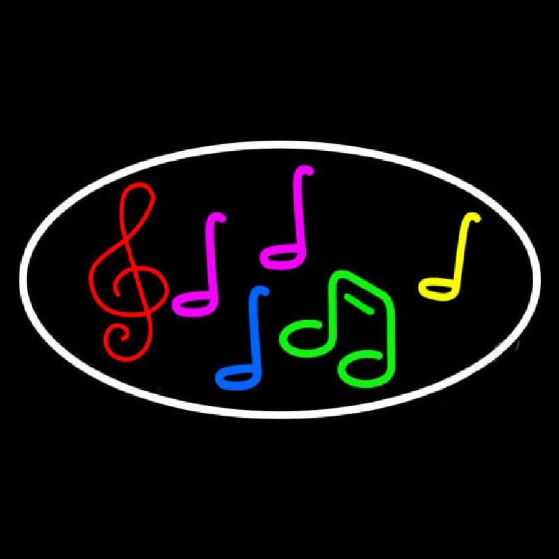 Notes Music Oval 3 Neon Sign