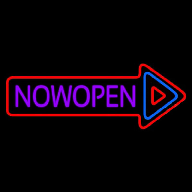 Now Open With Multicolor Arrow Neon Sign