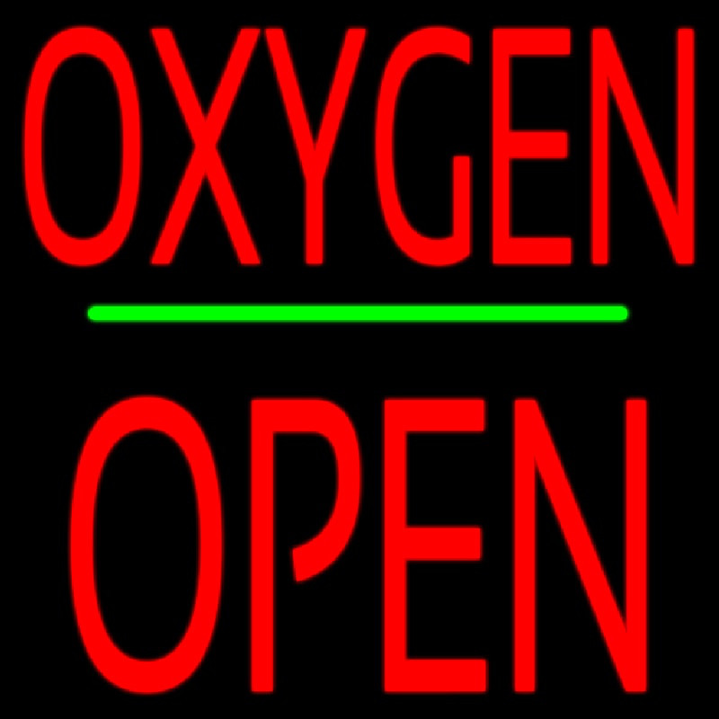 O ygen Block Open Green Line Neon Sign