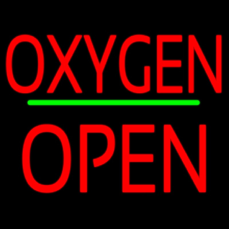 O ygen Block Open Green Line Neon Sign