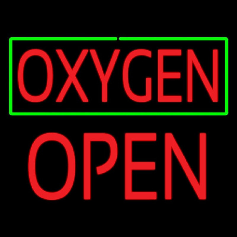 O ygen Green Border Block Open Neon Sign