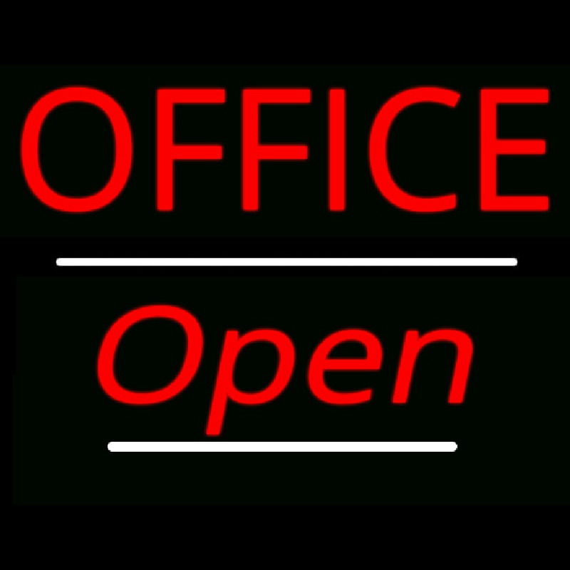 Office Open White Line Neon Sign