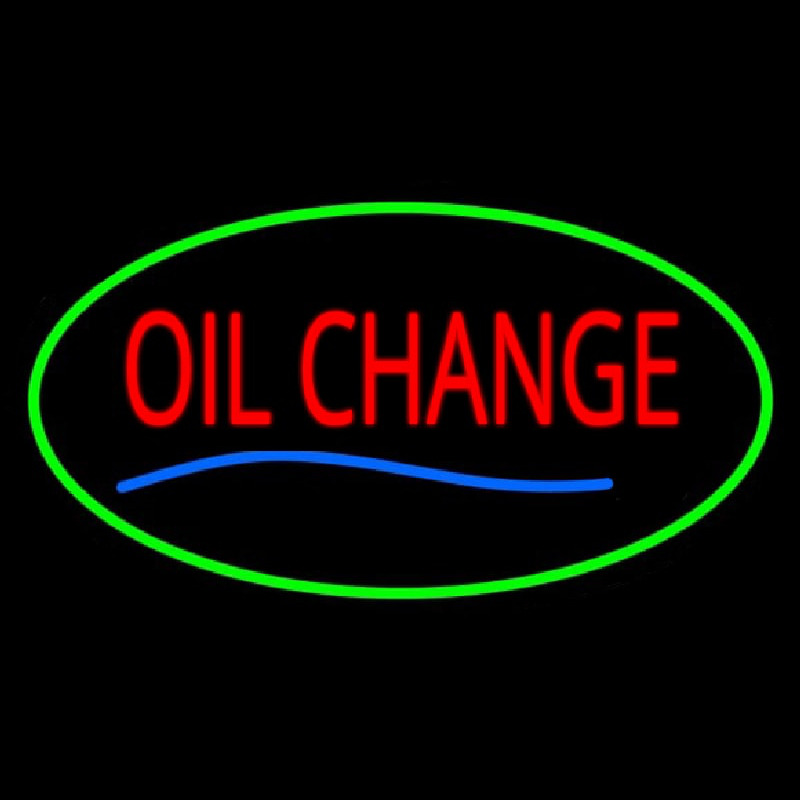 Oil Change Green Oval Neon Sign