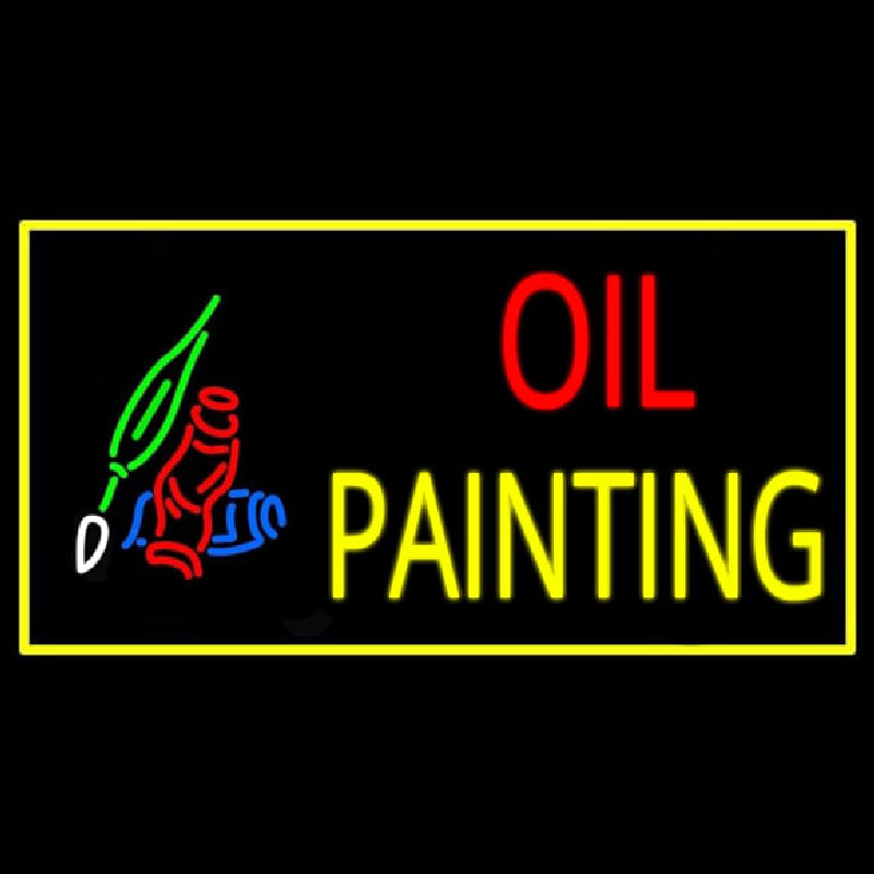 Oil Painting With Logo With Border Neon Sign