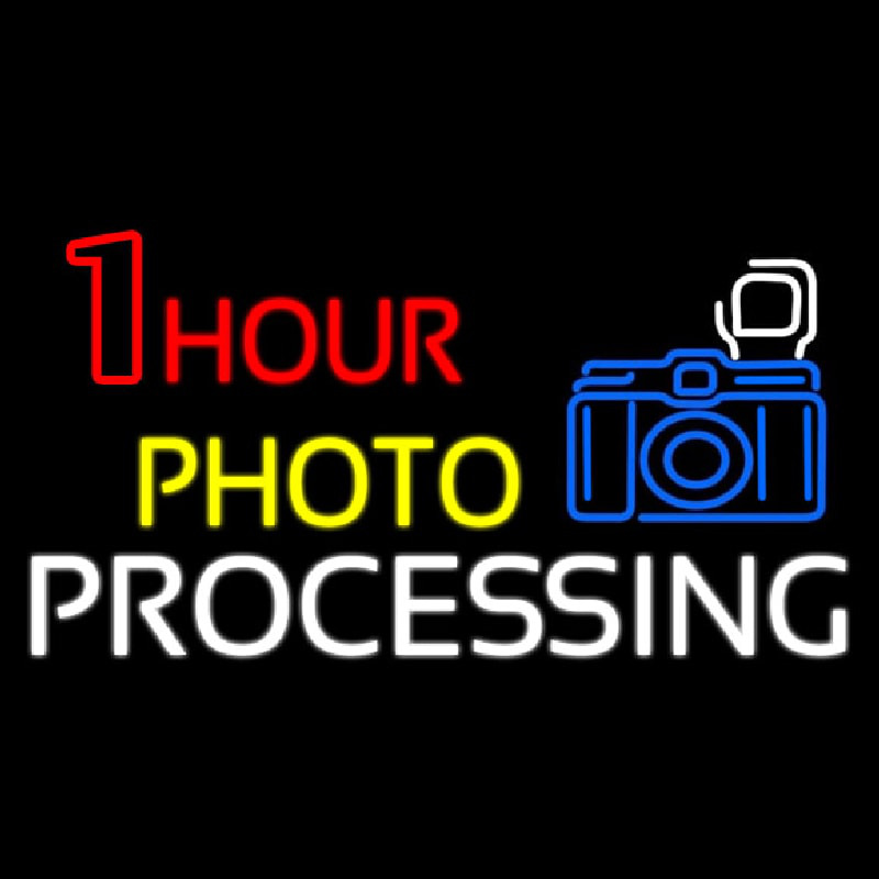 One Hour Photo Processing With Logo Neon Sign