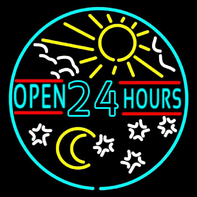 Open 24 Hours Neon Sign