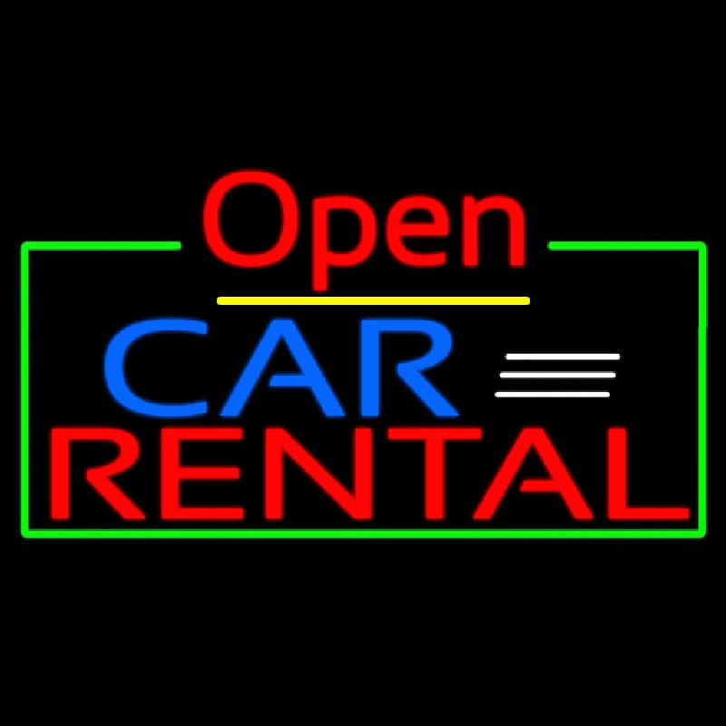 Open Car Rental Neon Sign