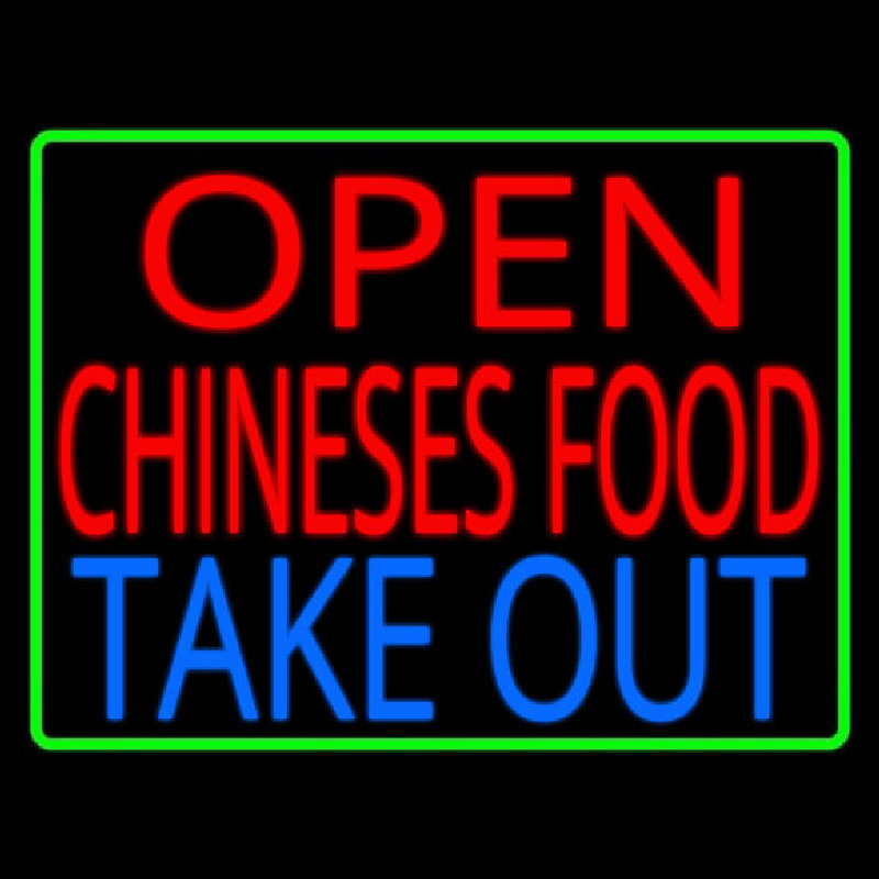 Open Chinese Food Take Out Neon Sign