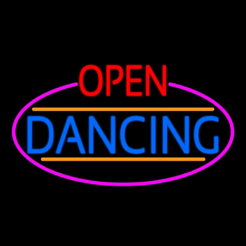 Open Dancing Oval With Pink Border Neon Sign