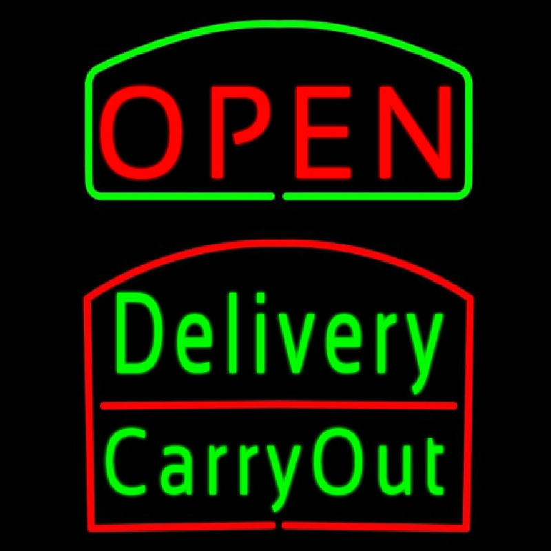 Open Delivery Carry Out Neon Sign
