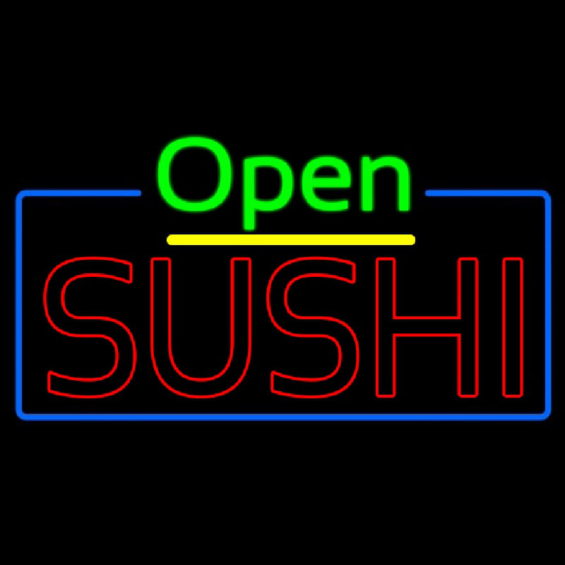 Open Double Stroke Green Sushi Neon Sign
