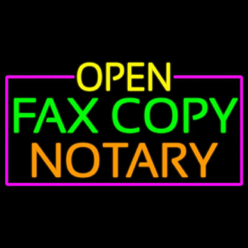 Open Fa  Copy Notary With Pink Border Neon Sign