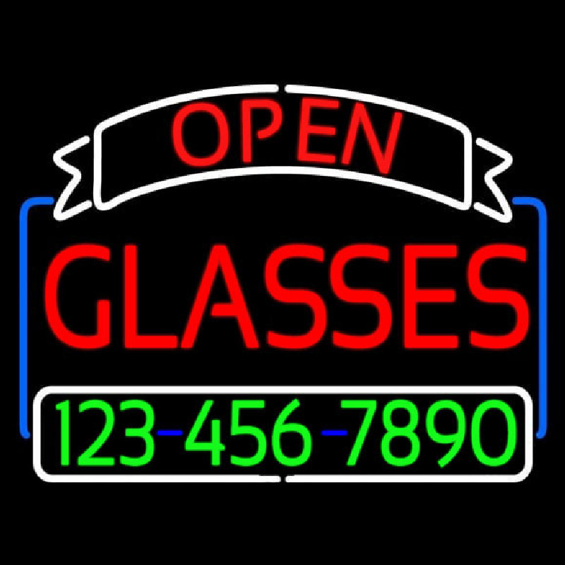 Open Glasses With Number Neon Sign