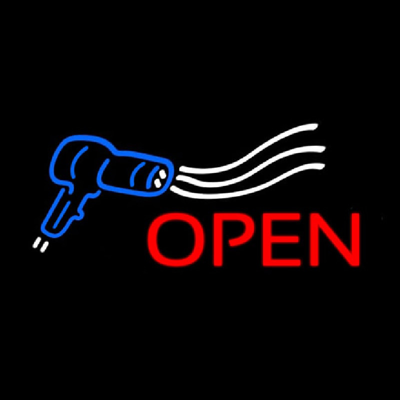 Open Hair Dryer Logo Neon Sign