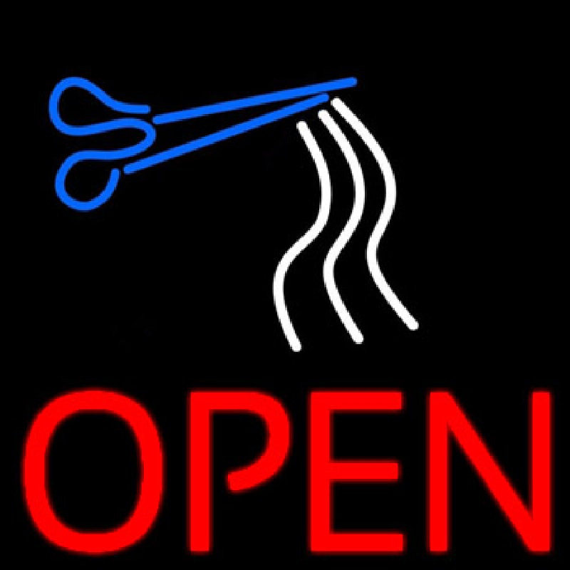 Open Haircut Neon Sign